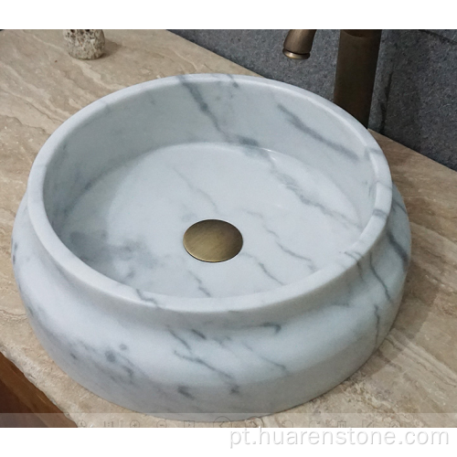 Pia redonda de mármore branco de Guangxi